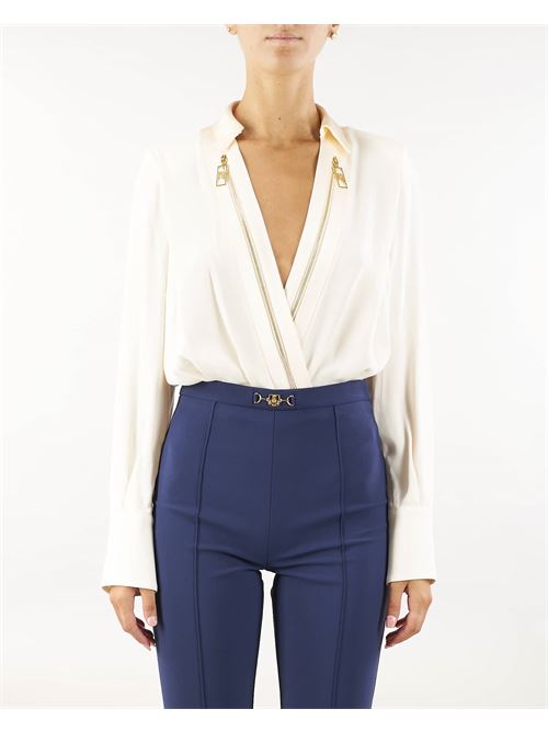 Body shirt in georgette and satin with zip Elisabetta Franchi ELISABETTA FRANCHI | Shirt | CB00346E2193